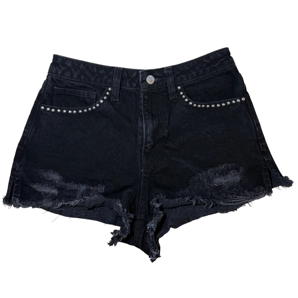 Forever 21 Premium Studded Black Denim Shorts | Size 26 | Y2K Festival